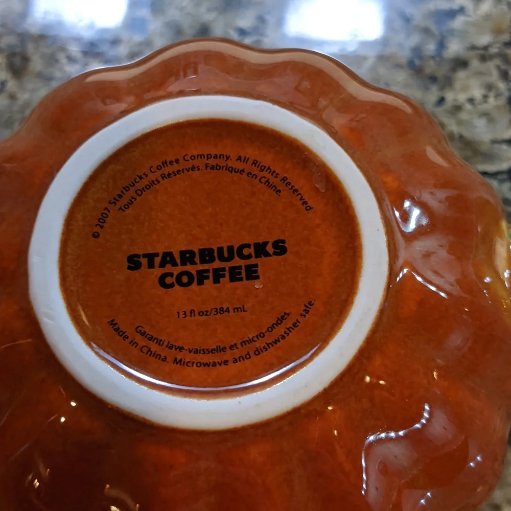 Starbucks Pumpkin Coffee Mug Twisted Vine Handle Autumn Fall 13oz 2007 - Picture 4 of 5